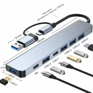 Caltrik Generic Aluminum hub – USB-C laptops/tablets – Unbranded Bulk Supply